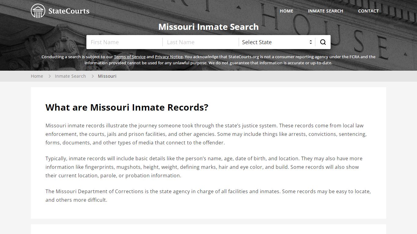 Missouri Inmate Search, Prison and Jail Information ...